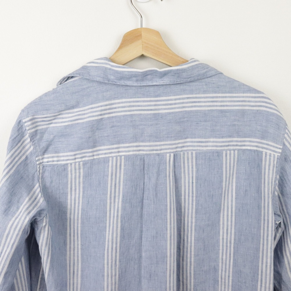 Frank Eileen Hunter Shirtdress Striped Classic Linen Small - Picture 4 of 10